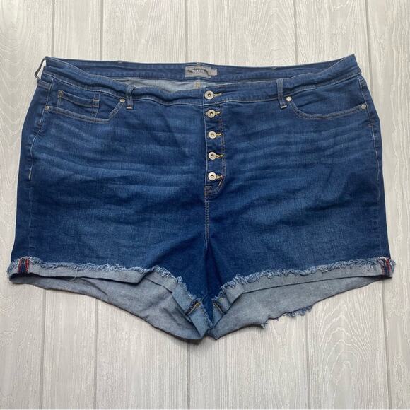 Torrid Women's Denim Blue Button Fly Stretchy Jean Shorts Plus Size 30 - Picture 1 of 8